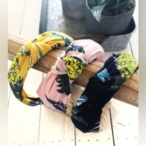 Silky tropical fabric pineapple floral top knot headbands collection of 3 - NEW